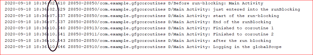 Log output